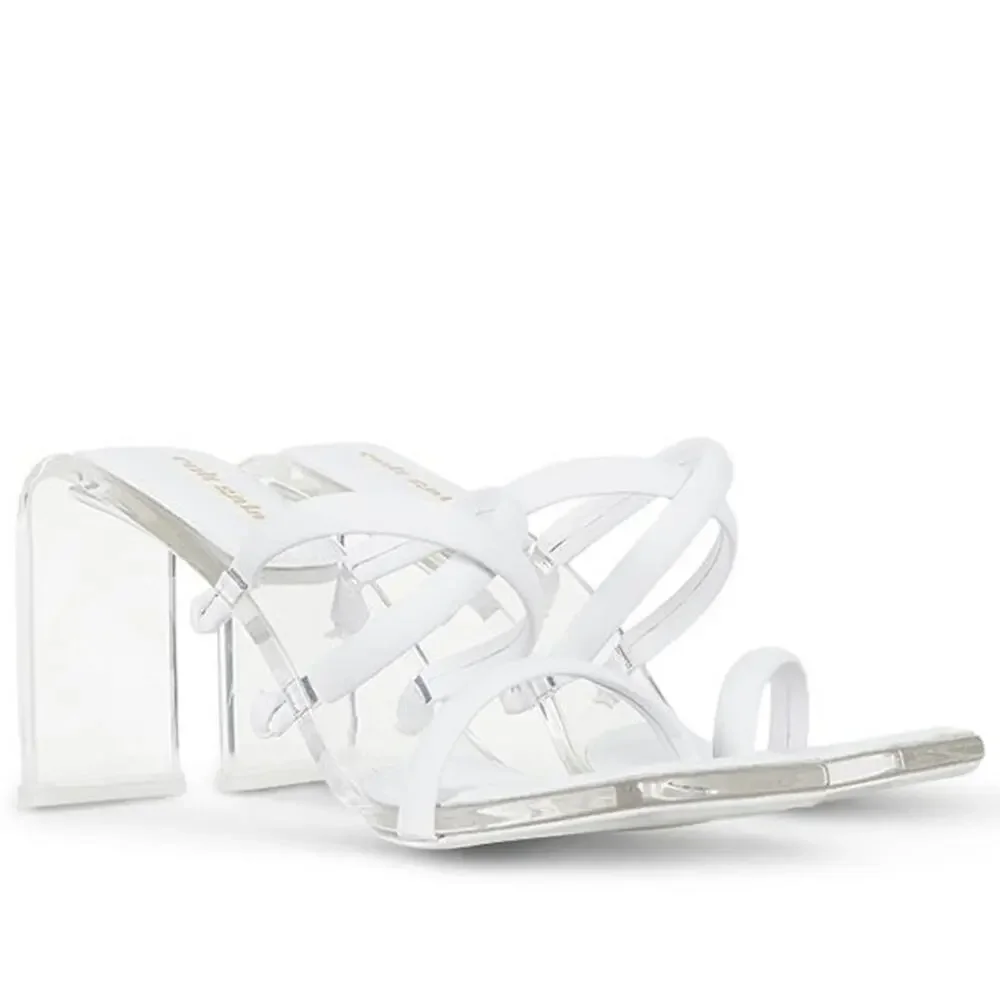 Cult Gaia Letta Crisscross Transparent Leather Strappy Sandals Size 39 White - Picture 4 of 8